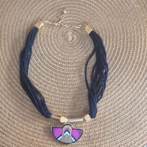 Geometric Art deco Deco Gold Tone Statement  Necklace Michaela Frey